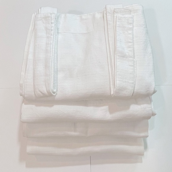4 Pottery Barn Textured Cotton Curtain White Drapes 51”x 80” Tie Tops 19” - Picture 3 of 7